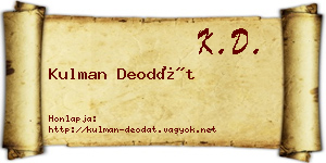 Kulman Deodát névjegykártya
